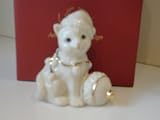 Lenox Cat with Christmas Ball Ornament Figurine