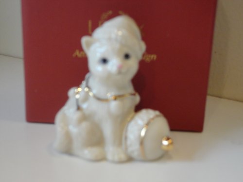 Lenox Cat With Christmas Ball Ornament Figurine #TOP29