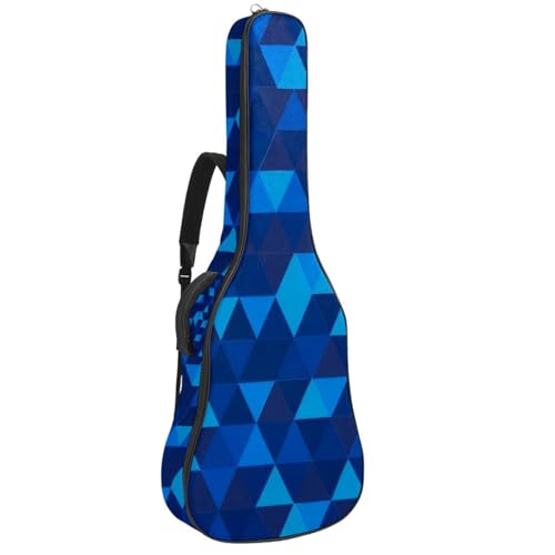 Étui guitare acoustique au design triangle bleu géométrique moderne