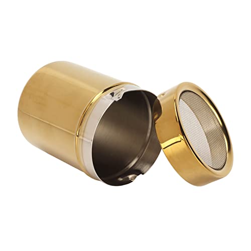 Stainless Steel Powder Sugar Shaker, Gold Chocolate Shaker With Lid, 7 X 9Cm Metal Fine Mesh Shaker For Sifter Cocoa,Cinnamon Powder, Coffee #TOP7