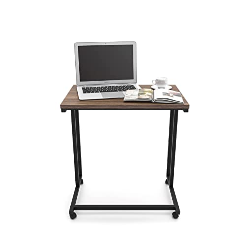 Season Story Venice C Shaped Side Table With Wheels, End Table For Sofa - 23.6 X 15.7 X 25.5 Inch, Couch Tray Tables That Slide Under, Sofa Table Living Room Furniture, Rolling Desk Snack Table #TOP3