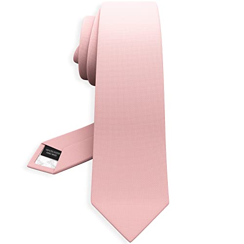 Rose Pastel Tie Premium Mens Slim Blush Wedding Oxford Matt Necktie Tuxedo Skinny Petal Color Dusty Rose Thin Corbatas (Blush Pink Slim 2.35)