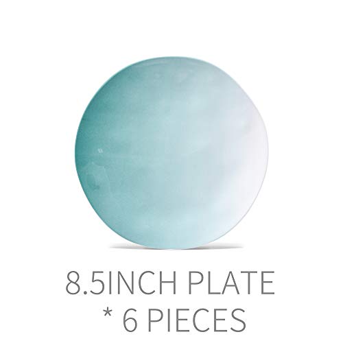 Joviton Home 18-Piece Teal Turquoise Ombre Melamine Dinnerware Sets For 6,Outdoor Plates And Bowls Sets (Turquoise) #TOP5