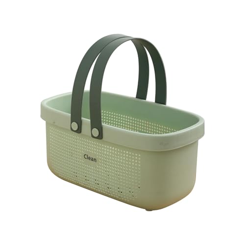 バスケット かご 収納 お風呂 洗濯カゴ 収納かご 収納バスケット 大容量 手提げ 洗濯物 バス ランドリー シャワー 水切り 温泉 銭湯 バスケット 浴室用 バスルーム 水切り シャンプー 化粧品 多機能 持ち運び スパ 持ち手付き 通気性 せっけん (グリーン, 29.5*15*15.5cm)