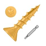 MewuDecor #8 x 3/4' Wood Screws, Outdoor Deck Screws with Star Drive, Tan Coated Screws for Outdoor Use, Coarse Threads, Self-Tapping, T-25 Drive Bit Included, 200 PCS