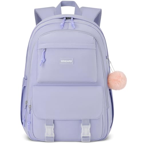 WINDARS Mochila para escola, mochila casual fofa estética universitária mochila leve para adolescentes e meninos, Roxa, 15.6 inch