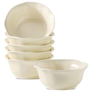 Hasense Ceramic Soup Bowls, 20 oz Cereal Bowls Set of 6 for Kitchen, Microwave, Oven and Dishwasher Safe, For Cereal, Fruit, Salad, Ramen, Soup, Noodle, Housewarming Present, Lotus Bowls, Beige Hasense Ceramic Soup Bowls 20 oz Cereal Bowls Set of 6 for Kitchen Microwave Oven and Dishwasher Safe For Cereal Fruit Salad Ramen Soup Noodle Housewarming Present Lotus Bowls Beige