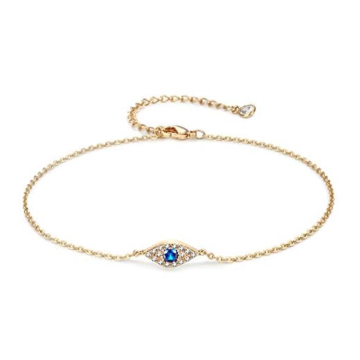 Evil Eye Anklet For Women, Dainty Ankle Bracelet, 14K Gold Plated Tiny Bead Anklet Dainty White Cubic Zirconia Tassel Foot Chain Lucky Multi Colored Evil Eye Foot Jewelry Boho Anklets for Women (Evil)…