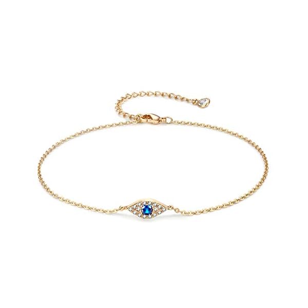 LOYATA-Dainty-Ankle-Bracelet14K-Gold-Plated-Tiny-Bead-Anklet-Dainty-White-Cubic-Zirconia-Cross-Tassel-Foot-Chain-Cute-Lucky-Moon-Evil-Eye-Foot-Jewelry-Boho-Anklets-for-Women LOYATA Evil Eye Anklet For Women 14K Gold Plated Tiny Bead Anklet Dainty Blue Cubic Zirconia Evil Eye Foot Chain Lucky Multi Colored Evil Eye Foot Jewelry (Evil)