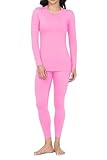 Thermal Underwear for Women Long Johns Thermals Base Layer Cold Weather Warmers Top and Bottom Sets 2 Piece Pajamas Lounge Wear Shirt Fleece Lined Leggings Tights Pants Winter Clothes 27' Pink M