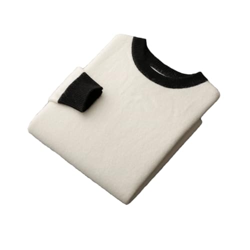 Rfmfkkg Men's Wool Sweater Crewneck Casual Knitted Contrasting Color Pullover Long Sleeved Sweaters