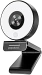 papalook 2K Webcam with Ring Light and Privacy Cover, PA552 Full HD Streaming Web Camera with Dual Microphones, Plug and Play USB Webcam for PC Laptop Desktop, Zoom Skype Teams Video Conference