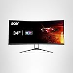Acer Nitro 34 Inch UWQHD 3440 x 1440 1000R Curved PC Gaming Monitor | AMD FreeSync Premium | Up to 180Hz Refresh | Up to 0.5ms | AdobeRGB 90%| Delta E<2 | 1 DP 1.2 & Two HDMI 2.0| EDA343CUR V3bmiippx