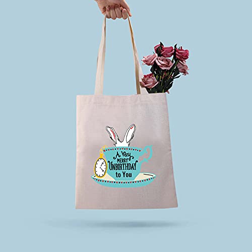 Bolso tipo tote Princess de BDPWSS con frase 'A Very Merry Unbirthday To You', para mujeres, ideal como regalo temático de cuentos y libros miniatura 5
