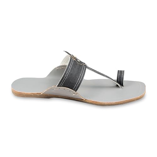 Image of KORAKARI Men Kolhapuri Chappal Handcrafted Sandal Smooth and Comfortable Flip Flops Slipper Stylish Anti Slip Design Genuine Leather Traditional Footwear.