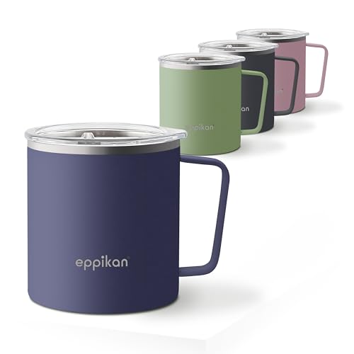 eppikan EppiTall Edelstahl Thermobecher, Isolierbecher, Kaffeebecher, Teebecher, Thermotasse 380 ml, Deckel mit verschließbarer Trinköffnung (380 ml, Space Blue)