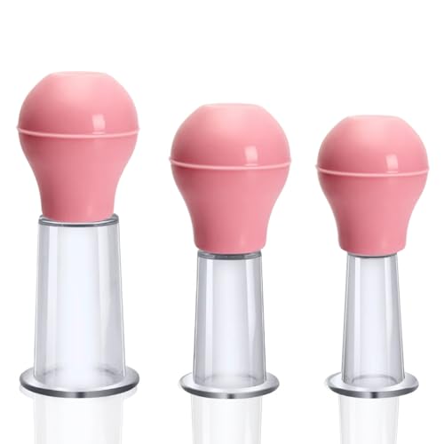 YILINNA 3 Pcs Silicone Facial Cupping Therapy Set Vacuum Massage Cup Kit Body Cupping Cup Set for Face Neck Back Eyes Massage Vacuum Cans Suction Anti Cellulite Massager Health Care (Pink)