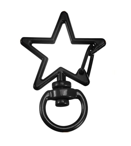 Image of Tia Strap Buckles Metal Clasps Lobster for Handbag, Spring Ring, Purse Dog Hook, Key Chain Swivel Trigger Snap Hook DIY and Purse Making Accessories (2, Black Star Shape Spring Hook-33x10mm)