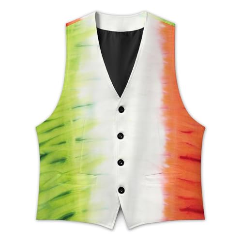 Tie Dyed Italian Flag Men's Suit Vest Slim Fit V-Ncek Waistcoat Business Casual Vest3