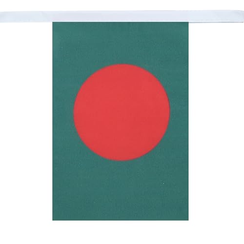 Image of AZ FLAG Bangladesh 6 meters BUNTING Flag 20 flags 9'' x 6'' - Bangladeshi STRING flags 15 x 21 cm