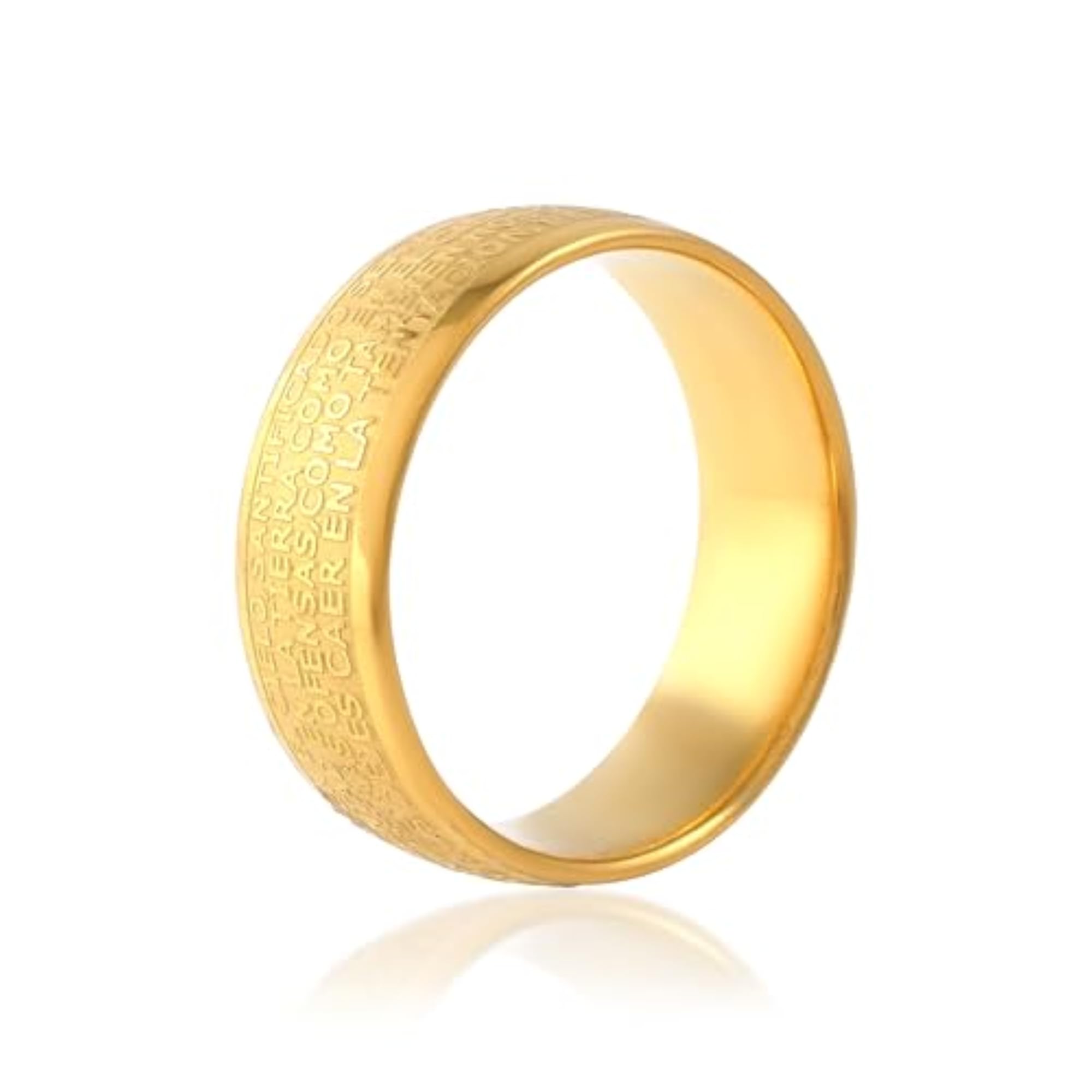 Brass Micron Gold Plated 'Padre Nuestro' Prayer Ring, Unisex