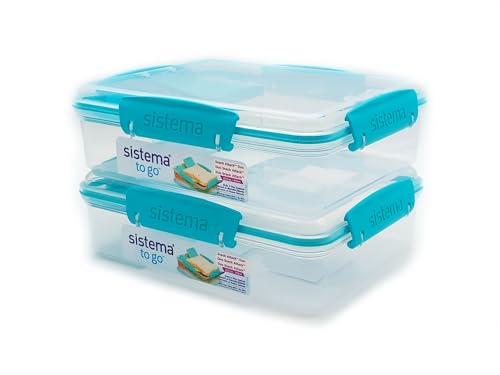 Sistema Attack Duo to Go Lunch Box 975 ml Assorted Colours Pack of 2