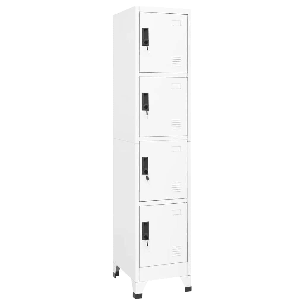 vidaXL Taquilla Armario Casillero Escuela Libros Archivos Almacenamiento Oficina Archivador Habitación de Acero Blanco 38x45x180 cm