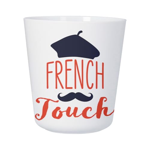 Tasse Plastique Incassable Enfant et Adulte - French Touch Française Cliché Moustache Béret - Mug Polymère Résistante aux Chocs - Idéal Maison, École,...