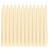 SOFT BREEZE 24 Pack Dripless Taper Candles - 4/5x10 Inch Unscented Taper Candles, 10 Hour Burn Time Dinner Candle - Ivory