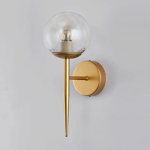 Lámpara de pared de noche dorada tipo candelabro con bola de vidrio 7