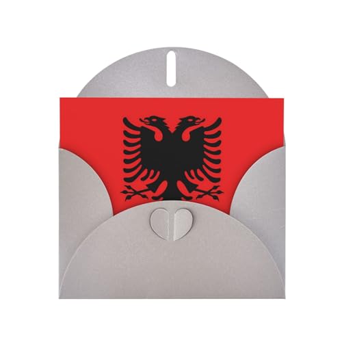 CNTDBU Albanian Flag Pearl Paper Greeting Card-Foldable Blank Card With Envelope, Shiny Sparkle Thank You Card For Birthday Wedding Christmas