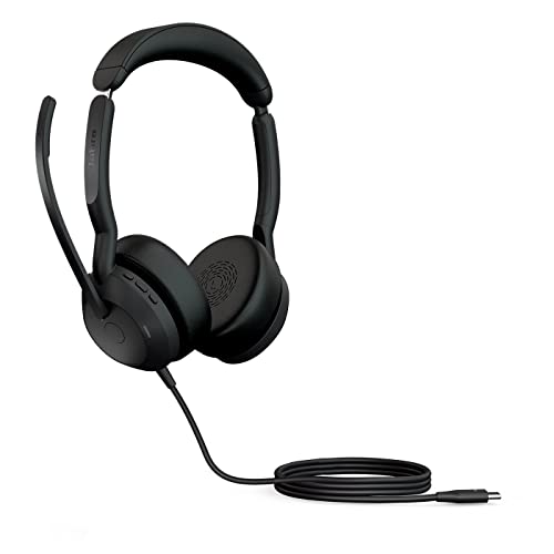 Image of Jabra Evolve2 50 Wired Stereo Headset Air Comfort Technology, Noise-Cancelling Mics, and Active Noise Cancellation - Works with All Leading UC Platforms Such as Zoom and Google Meet - Black