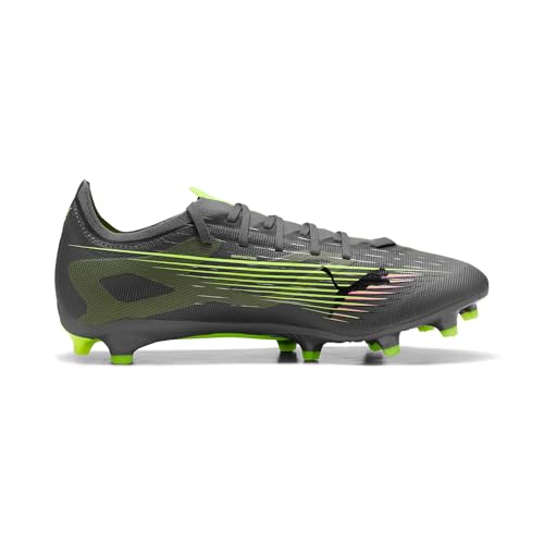 Image of PUMA Unisex-Adult Football Soccer Shoe, Matte Aged Silver Yellow Alert Blue Gray, 10 Women /8.5 Men