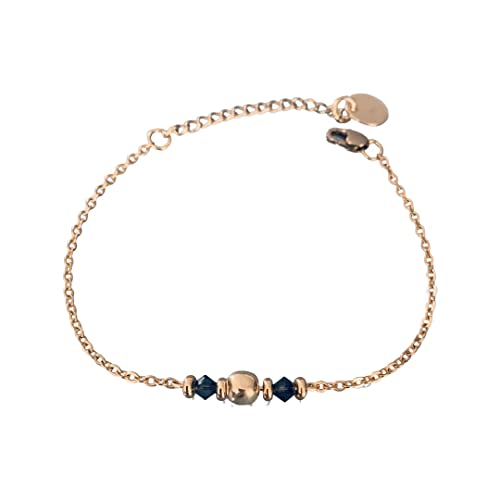 Bracelet en acier inoxydable avec perle irrégulière plaqué or et pierres naturelles bleues Swarovski, bijou chance porte bonheur, bracelet femme gourmette...