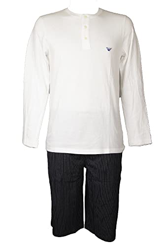 Pyjama Homme Emporio Armani Pantalon Court Poches et Chemise Longue Henley