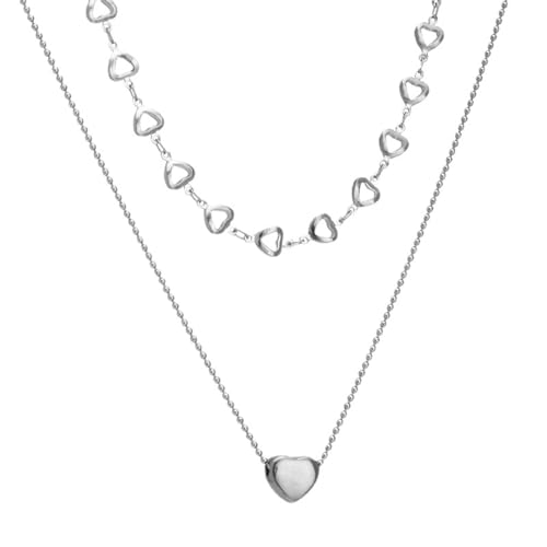 LHJHZDJC Collar De Moda KPOP Corazón Colgante Collar para Mujer Vintage Multi Layer Link Chain Collar Punk Aesthetic Jewelry Gift
