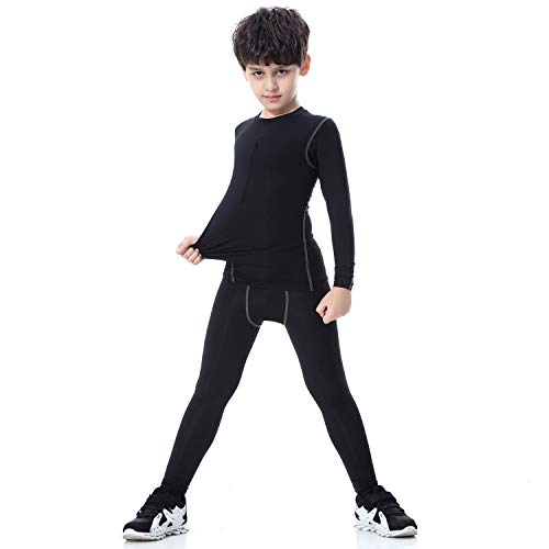 Witkey Boys Thermal Underwear Set, 1/2/3/4 Pcs Athletic Compression Leggings and Shirts Base Layer Long Johns for Boys