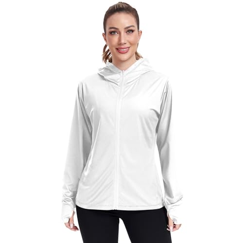 Womens Lightweight Hoodie Long Sleeve Sun Shirts UPF 50+ Protection Light Sweatshirt Hiking Outdoor