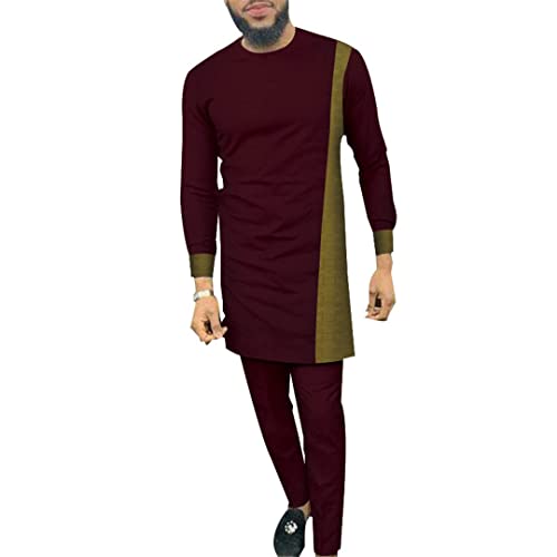 Bazin Riche ensemble homme vêtement africain traditionnel haut long et pantalon 5XL