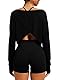 Navneet Damen Sport Langarmshirt mit Schlitz Overlap Sport Oberteile Fitness Funktionsshirt Laufshirt Wandershirt Outdoor Schwarz L