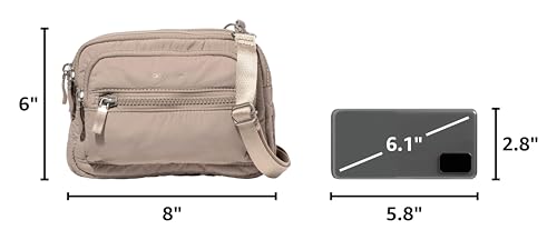 Image of Baggallini Triple Zip Small Crossbody Bag for Women - Lightweight Convertible Fanny Pack Belt Bag