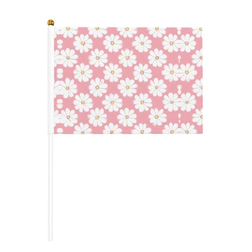 Bandiera bianca con motivo crisantemo su entrambi i lati, 14 x 20,8 cm, per feste, eventi sportivi e tifosi