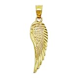 Gold Diamond-cut Angel Wing Charm - 10 Karat Solid Gold Pendant - Small Angel Wing Jewelry