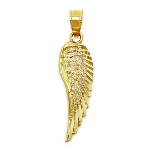 Gold Diamond-cut Angel Wing Charm - 10 Karat Solid Gold - Angel Wing Pendant - Angel Wing Jewelry