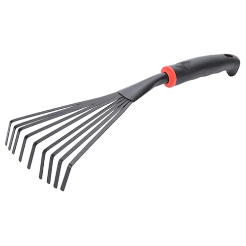 Rastrello a Mano, Rastrello da Giardino Piccolo in Acciaio Inossidabile a 9 Denti con Manico in Plastica, Attrezzi Manuali da Giardino Sospesi per Giardinaggio, Diserbo, Trapianto per Decorazioni