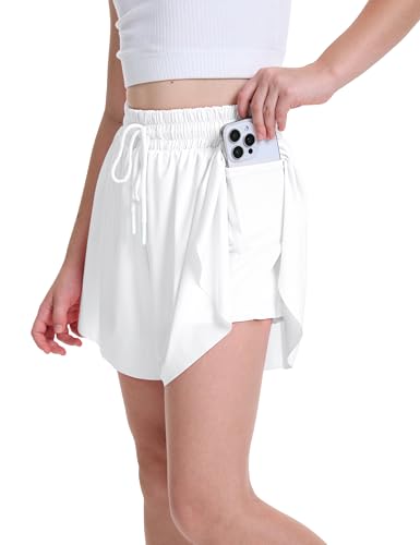 ANTLOOWW Mädchen Weiß Shorts mit Taschen