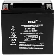 YTX14-BS Battery 12V 12AH 200 Cca - High Performance AGM SLA Power Sport Battery by Casil