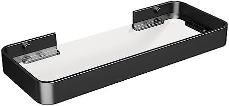 Danpoo Bathroom Wall Shelf, Black Floating Shelf for Bathroom Wall Storage, Small Glass Bathroom Shelf Organizer Wall Mounted, 12"