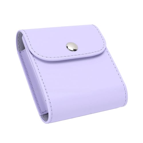 Sanpyl Bolsa Quadrada de Couro Pu para Fotos Com 3 Espaços, para Câmeras Instantâneas, Capa retrô Portátil para Mini 13, Bolsa de Armazenamento de Viagem para Filme (Roxa)