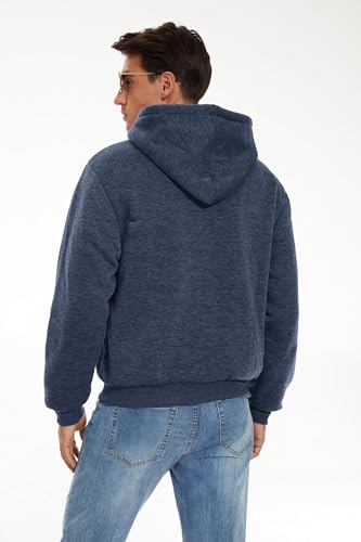 Image of SWISSWELL Men Zip Up Hoodies Sherpa Lined Jacket Heavyweight Fleece Sweatshirt Winter Warm Hooded Coat